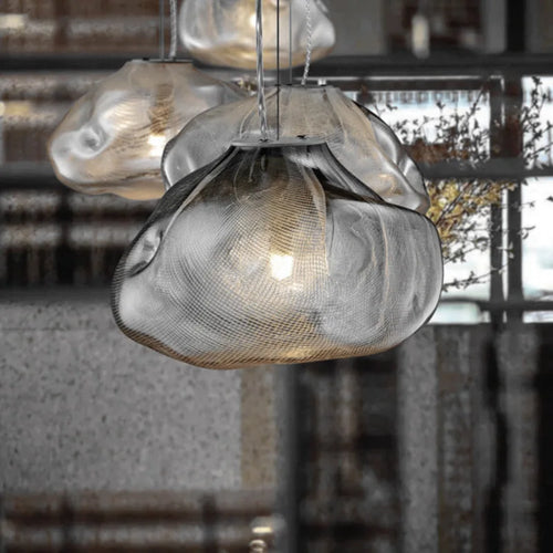 lustre moderne 	 en verre pour restaurant et magasin de vêtements