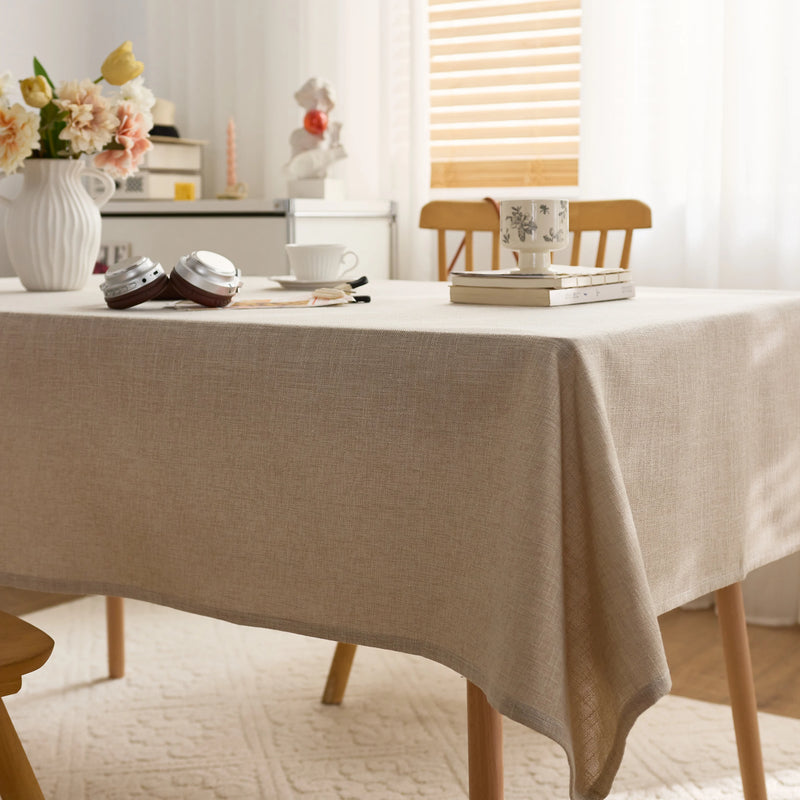 Nappe style japonais unie beige polyester lavable décorative