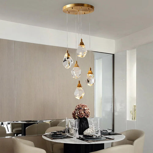 Lustre en cristal de luxe Villa cage d'escalier salle à manger chambre salon Iceberg éclairage en forme de Ling éclairage intérieur lampes LED - vue 3 sur 7