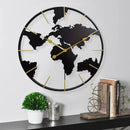 World Map Wall Clock, Minimalist modern design and global perspective, for Corporate Office Meeting Room Hotel Restaurant School