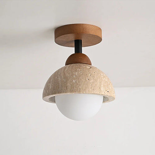 plafonnier décoratif led style wabi sabi japonais en calcaire - vue 4 sur 6