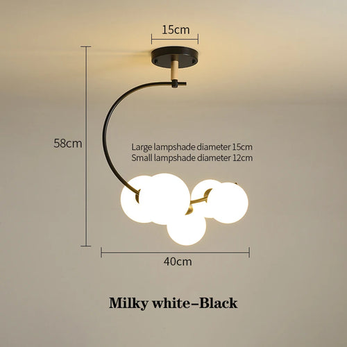 Nordic glass ceiling light with multicolour shade for indoor decor - vue 9 sur 9