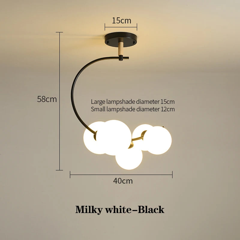 Nordic glass ceiling light with multicolour shade for indoor decor - vue 8 sur 9