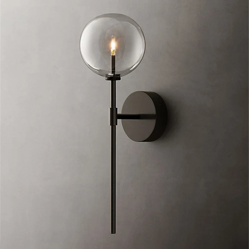 applique murale nordique rétro en boule de verre transparent pour décoration - vue 4 sur 9