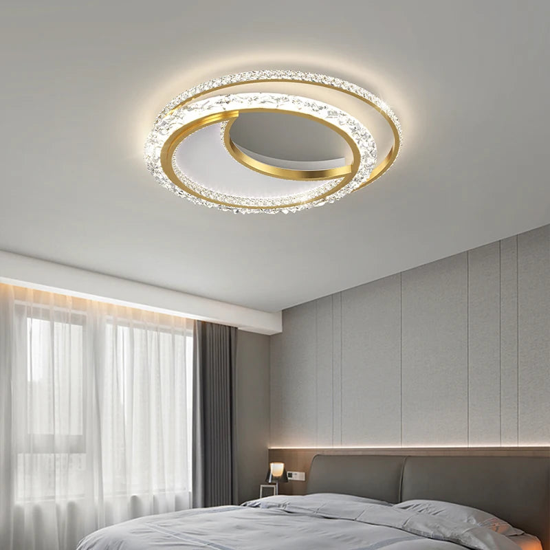 Minimalist round acrylic LED chandelier nordic atmosphere - vue 4 sur 21