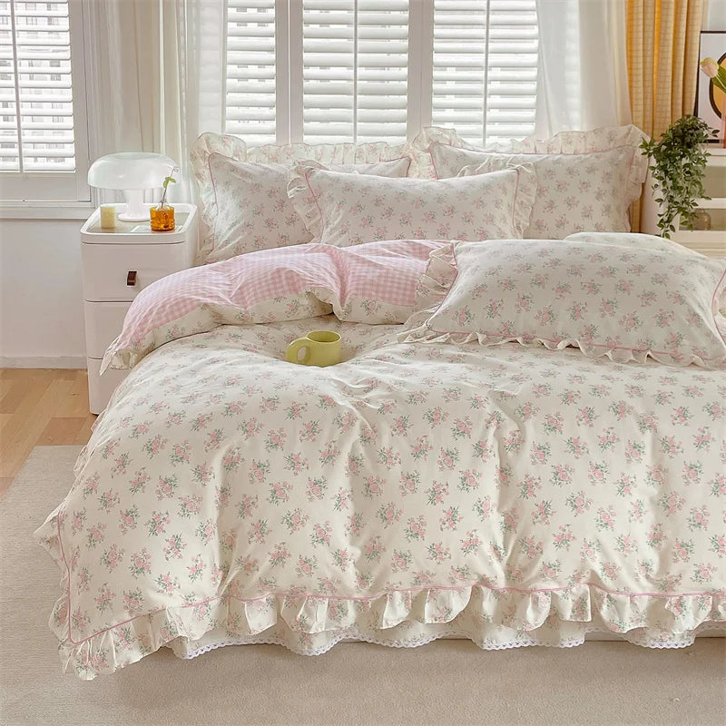 housse de couette florale en pur coton pour fille