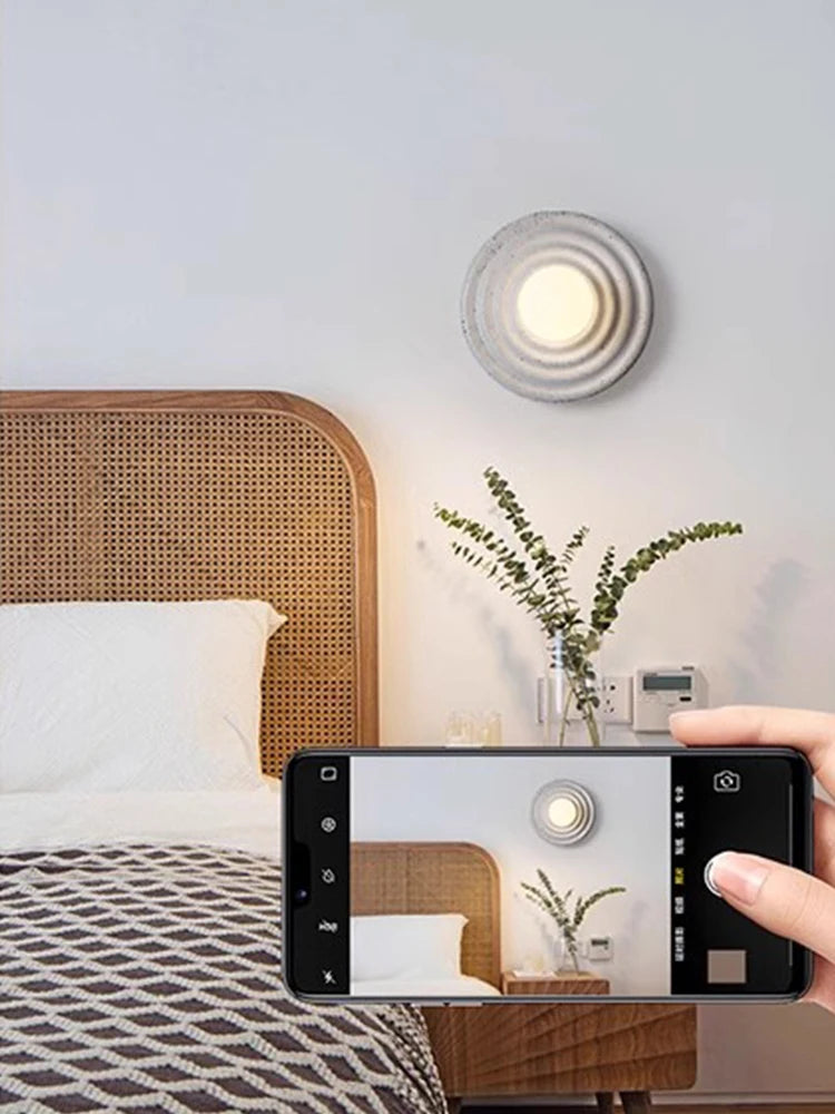 applique murale led rétro en résine luminaire mural rond - vue 5 sur 10