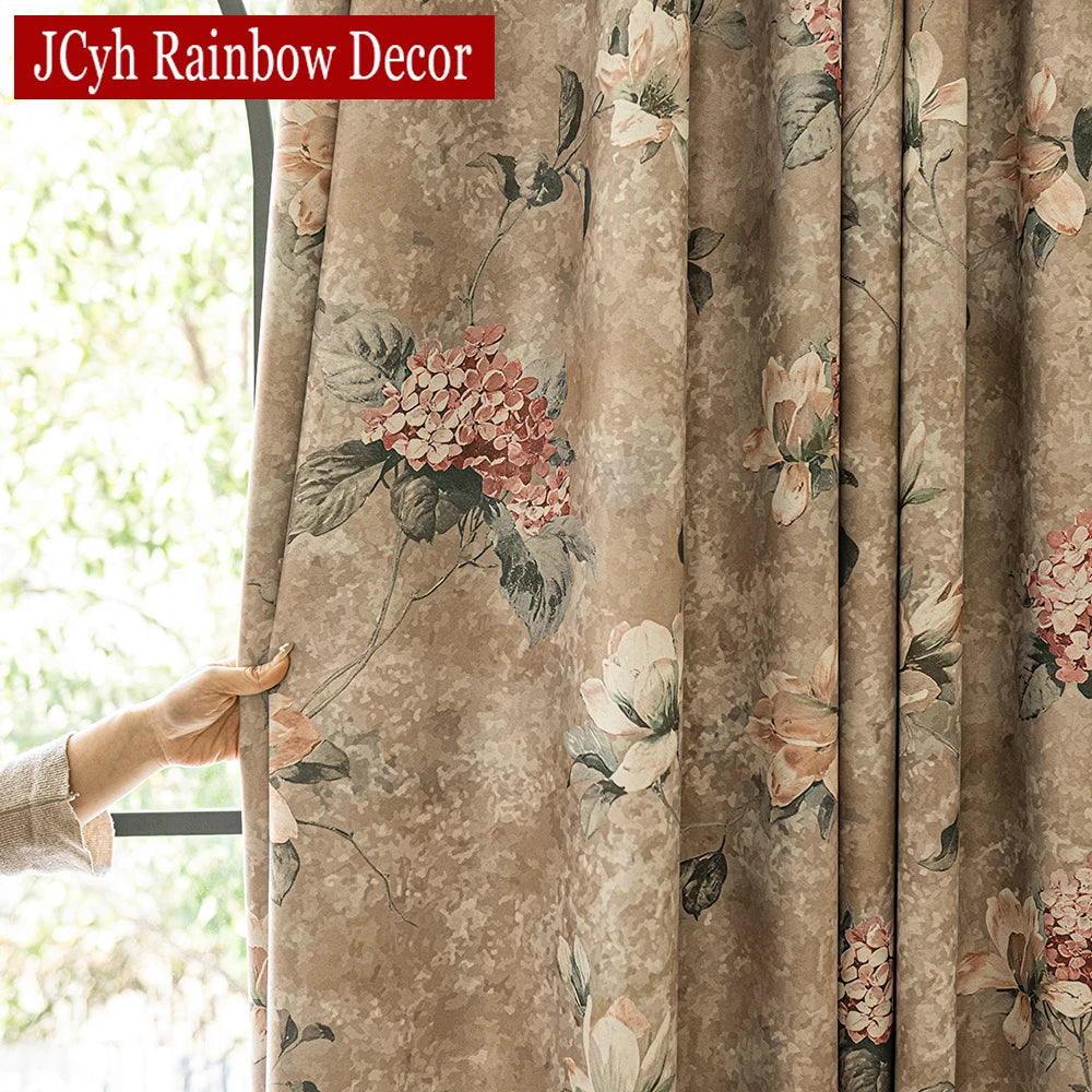 Rideau occultant floral style chinois traditionnel salon chambre - vue 5 sur 8
