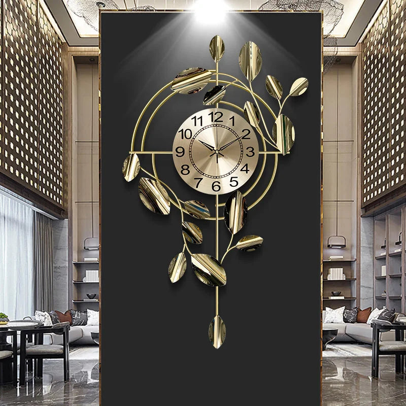 horloge murale en métal doré design nordique luxe silencieuse à balayage - vue 3 sur 7