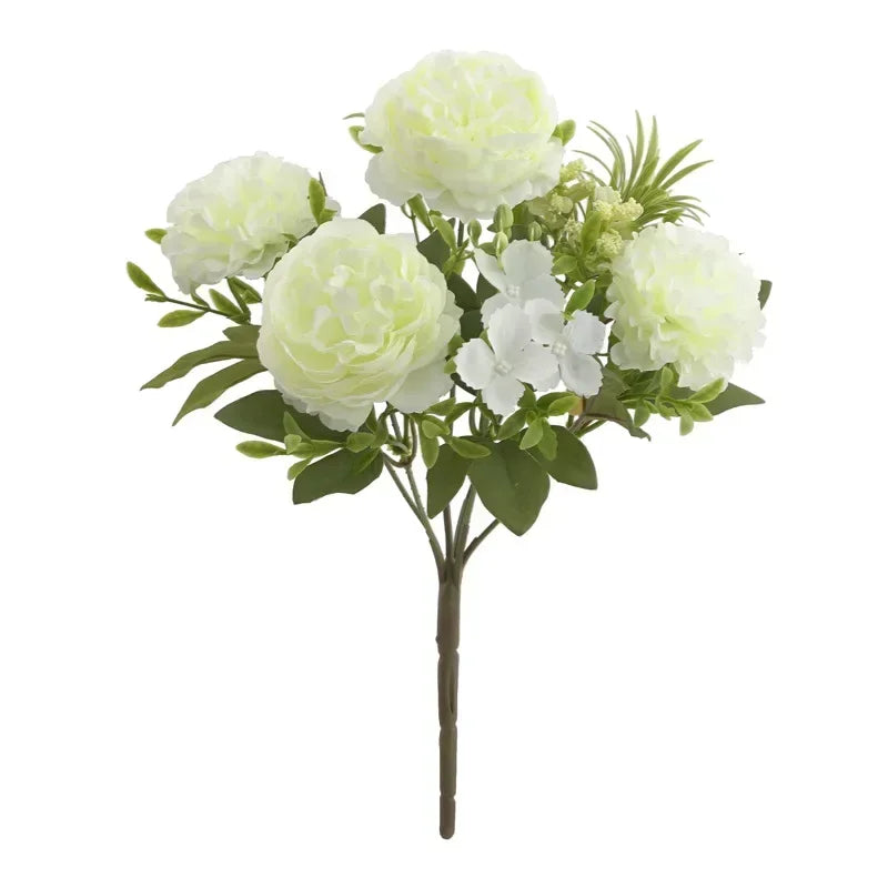 bouquet d'hortensias et pivoines artificiels pour décoration intérieure - vue 12 sur 11