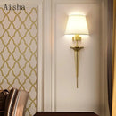 Minimalist copper fabric wall lamp for luxury interior decoration