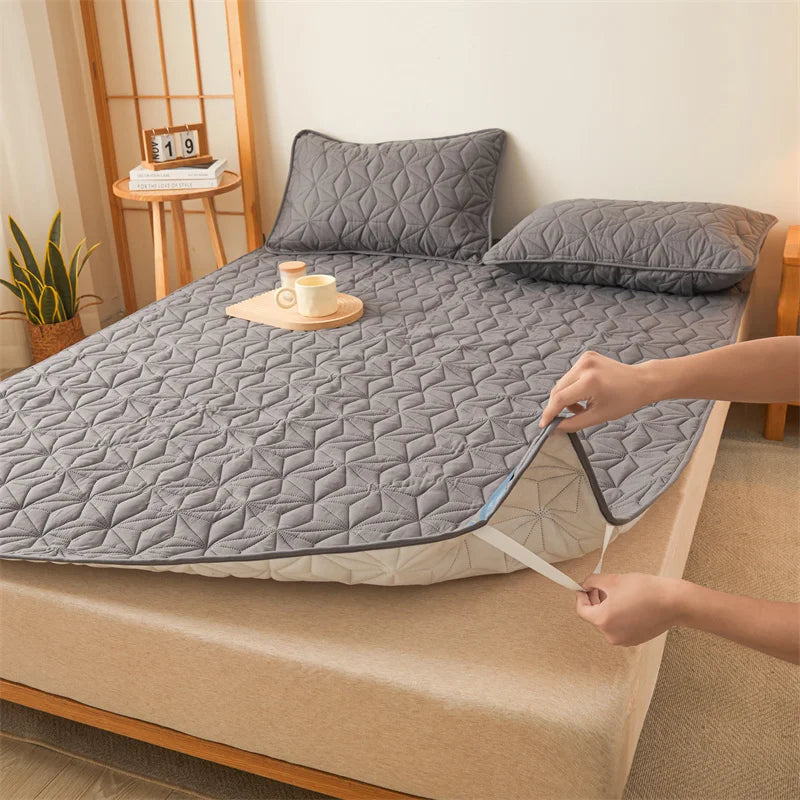 surmatelas imperméable matelassé avec bande élastique pour lit simple double