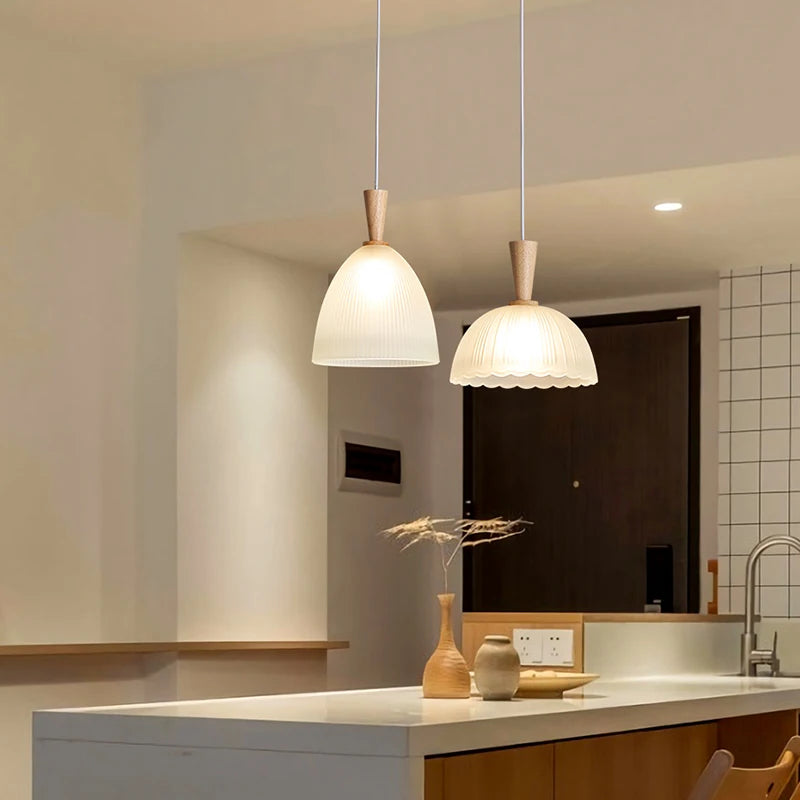 Modern nordic minimalist wabi-sabi log glass chandelier - vue 5 sur 12
