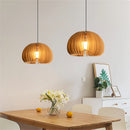 suspension LED en bois en forme de citrouille design moderne fait à la main