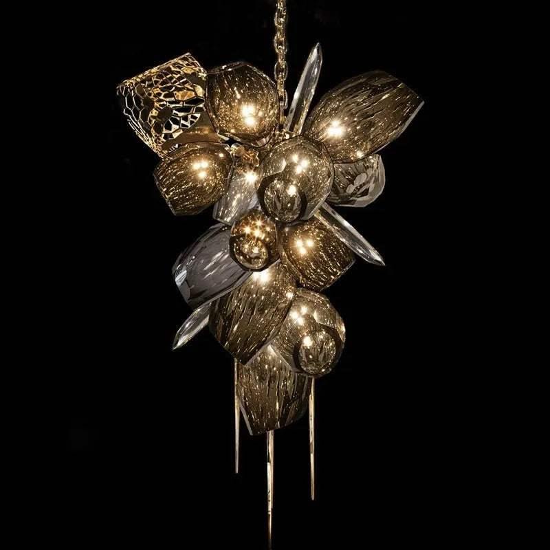 lustre en verre nordique de luxe en cristal moderne - vue 3 sur 14
