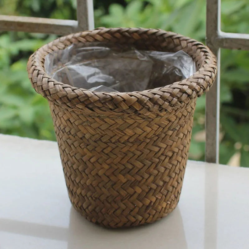 panier à fleurs en rotin fait main pour décoration murale et rangement - vue 4 sur 8