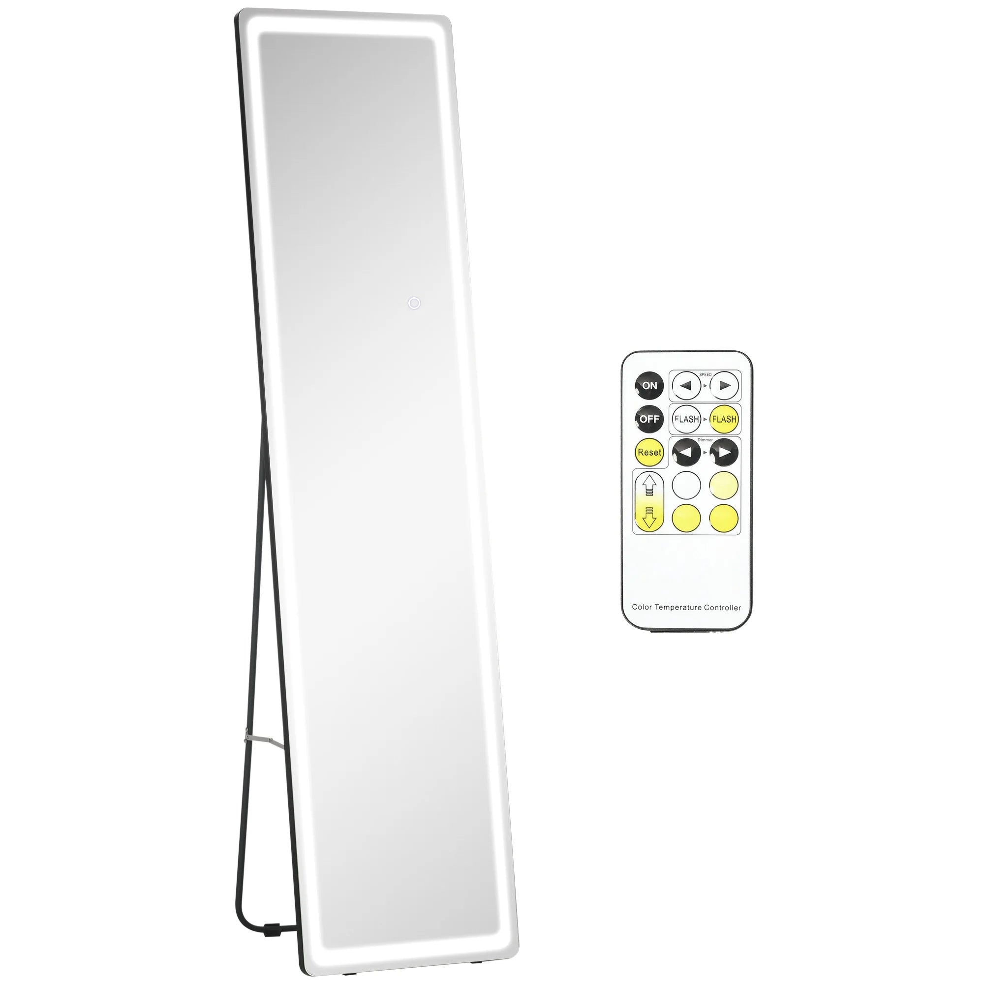 HOMCOM wall mirror full body standing mirror with LED lights 40x37x157.5 cm - vue 1 sur 7