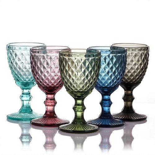 Verre a vin relief epais style retro europeen