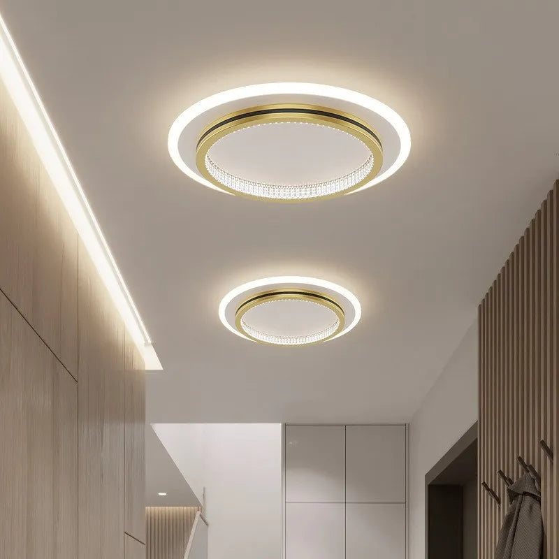 Plafond moderne à LEDs lumières pour l'entrée de la maison luminaires d'intérieur avec abat-jour en cristal lumières rondes carrées Luminaria - vue 2 sur 14
