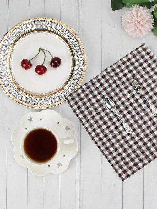 Serviette de table motif carreaux style moderne polyester