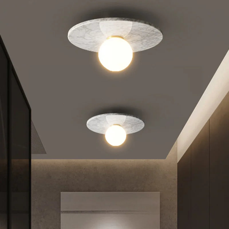 plafonnier en marbre italien éclairage de couloir décoration nordique - vue 4 sur 9