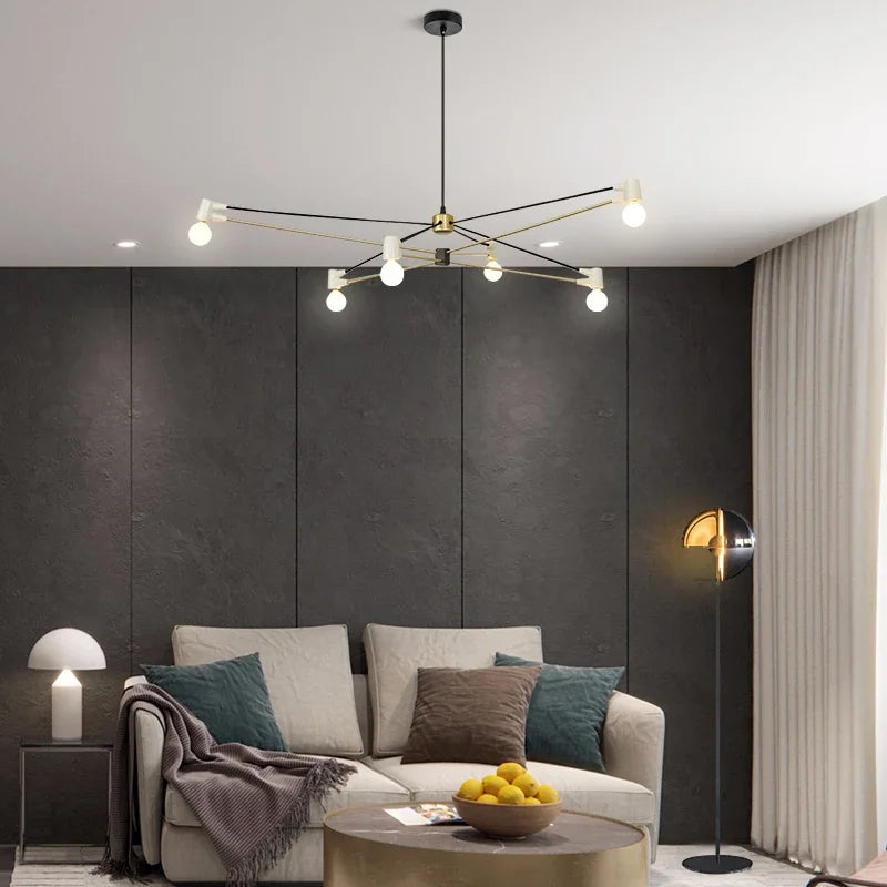 lustre moderne lignes géométriques simple éclairage nordique intérieur - vue 4 sur 8
