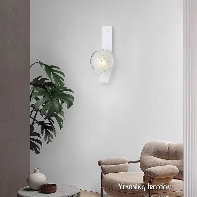 applique murale minimaliste en métal pour escaliers allée boule de verre