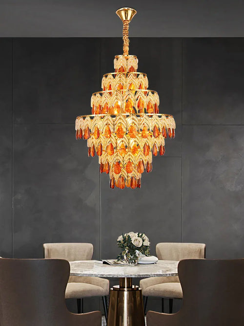 lustre dimmable en cristal design pour intérieur moderne