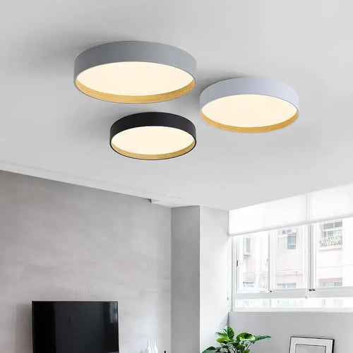plafonnier led minimaliste aspect grain de bois - vue 2 sur 13