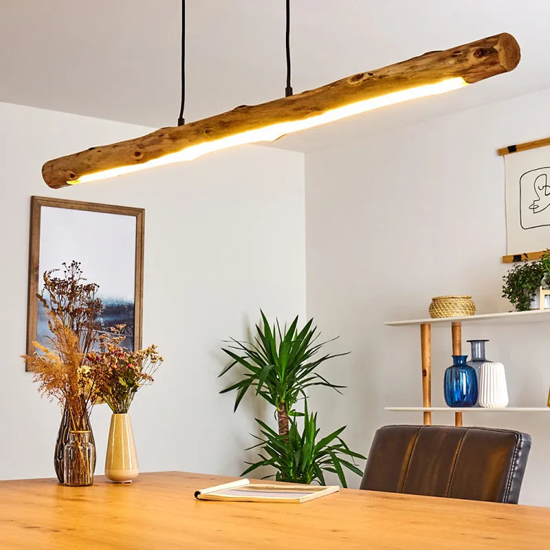 lustre japonais rétro en bois massif pour restaurant - vue 5 sur 7