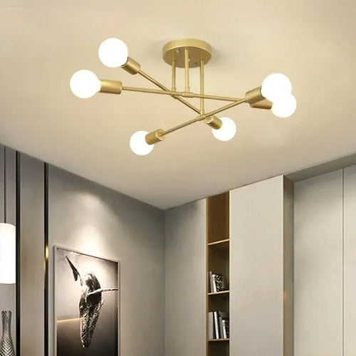 lustre led moderne semi-noir blanc or intérieur salon manger chambre - vue 6 sur 16
