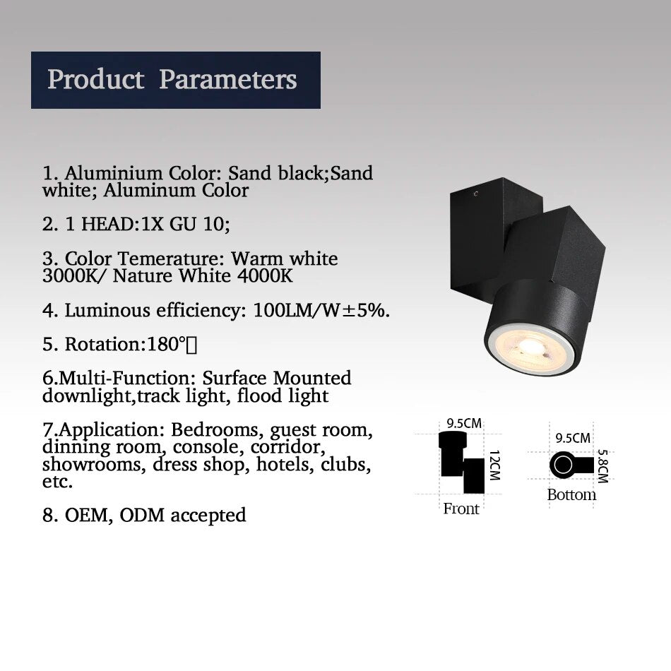 Spot moderne LED avec cube en aluminium - vue 3 sur 3