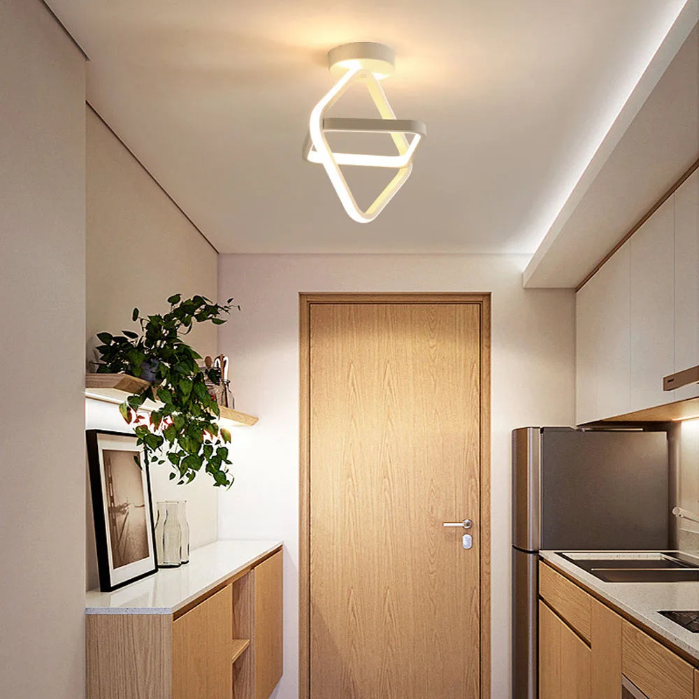 plafonnier led moderne nordique blanc/noir - vue 6 sur 8