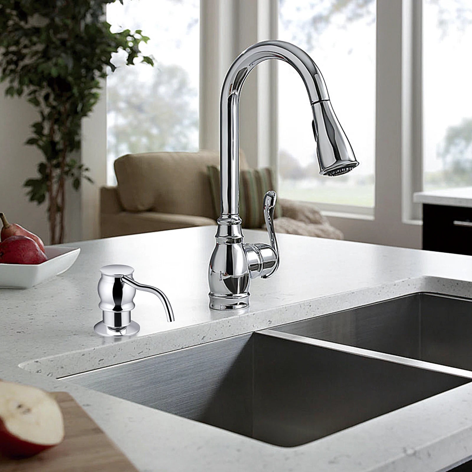 distributeur de savon liquide avec pompe en laiton pour cuisine - vue 8 sur 9