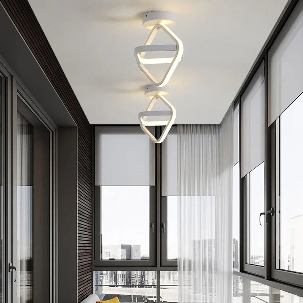 plafonnier led moderne nordique blanc/noir - vue 4 sur 8