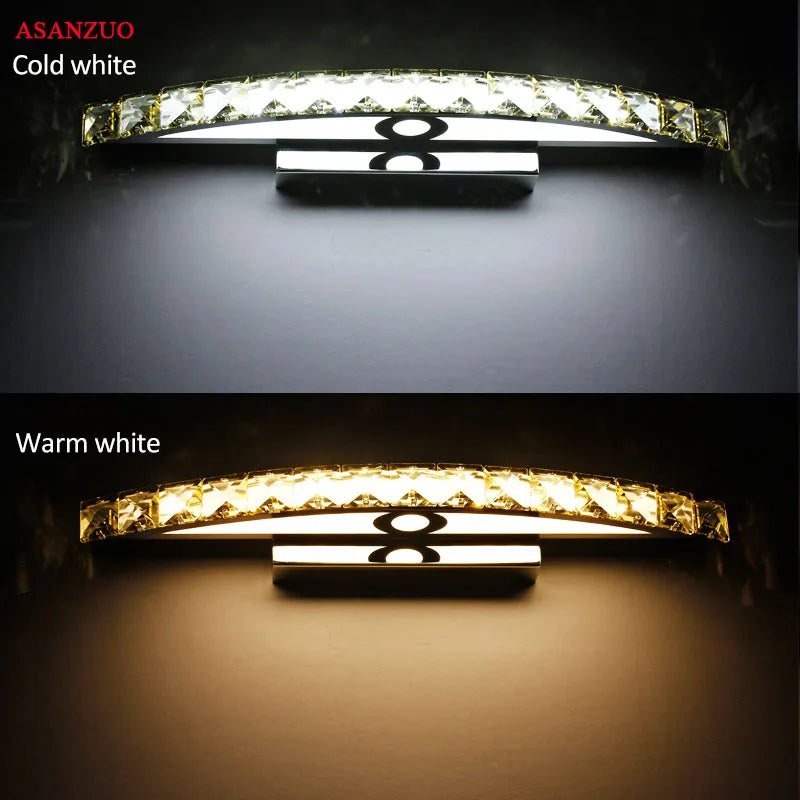 applique murale salle de bain LED miroir lumière en acier inoxydable cristal maquillage salle de bain lumières 44 cm/54 cm - vue 5 sur 10