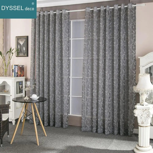 Voilage jacquard floral géométrique style rétro pour salon - vue 2 sur 8