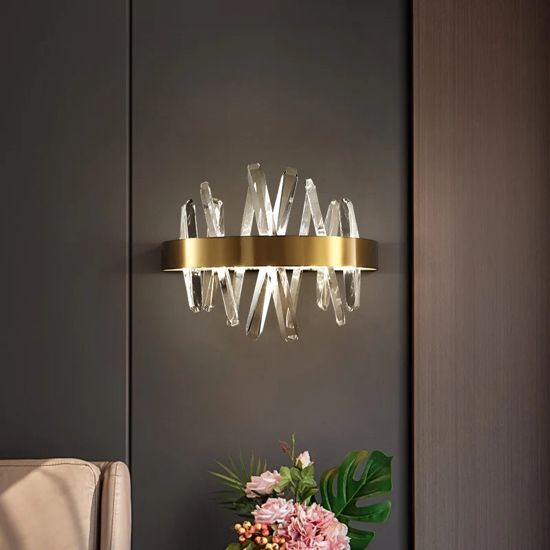 Deyidn moderne cuivre applique cristal lumières sur le mur doré miroir de maquillage à LED luminaires intérieur décor chambre couloir - vue 6 sur 8