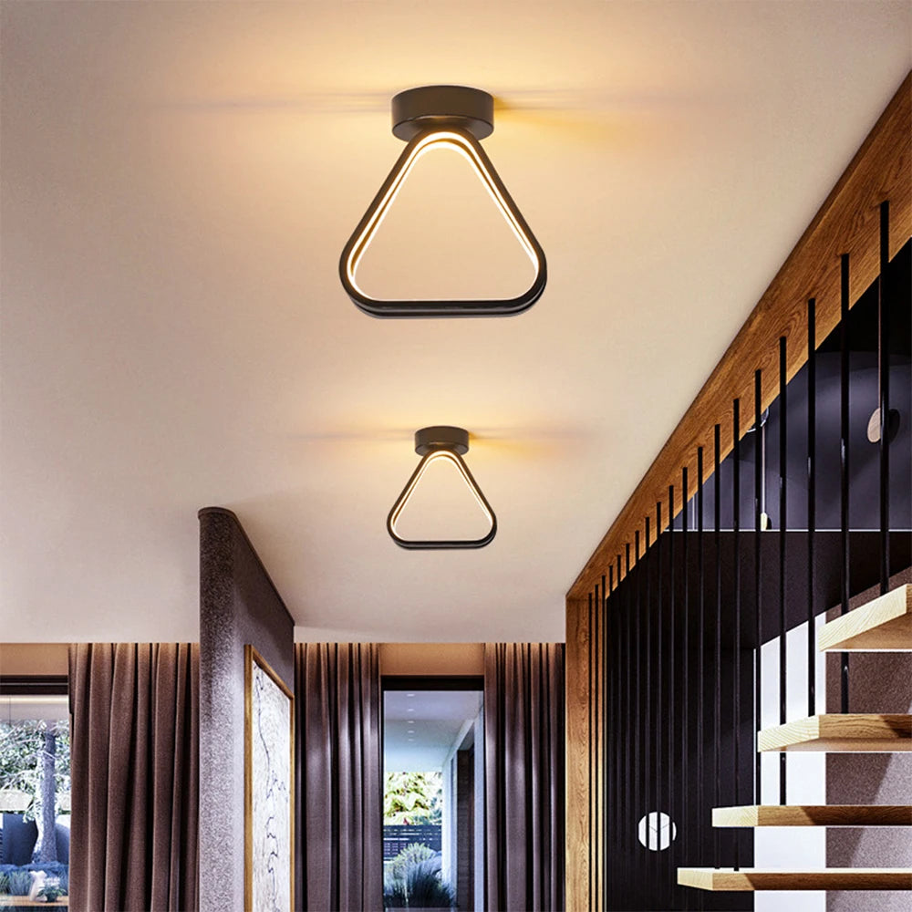 lampe de plafond led moderne triangle éclairage intérieur nordique - vue 4 sur 7
