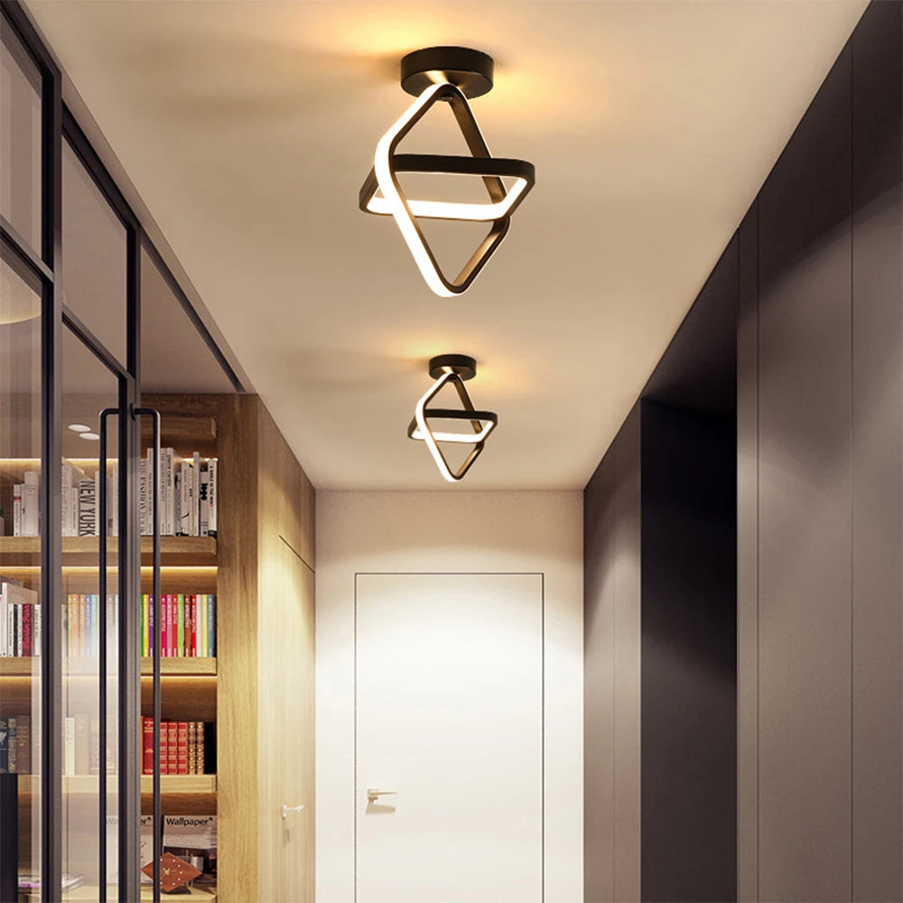 plafonnier led moderne nordique blanc/noir - vue 3 sur 8