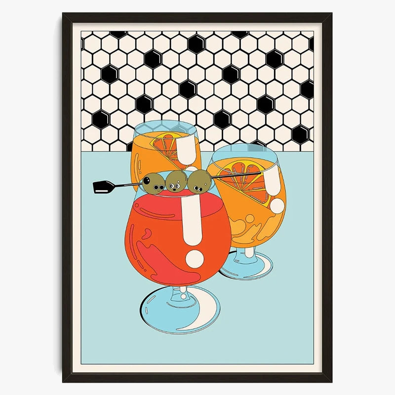 affiche abstraite vintage labyrinthe art mural rétro décor