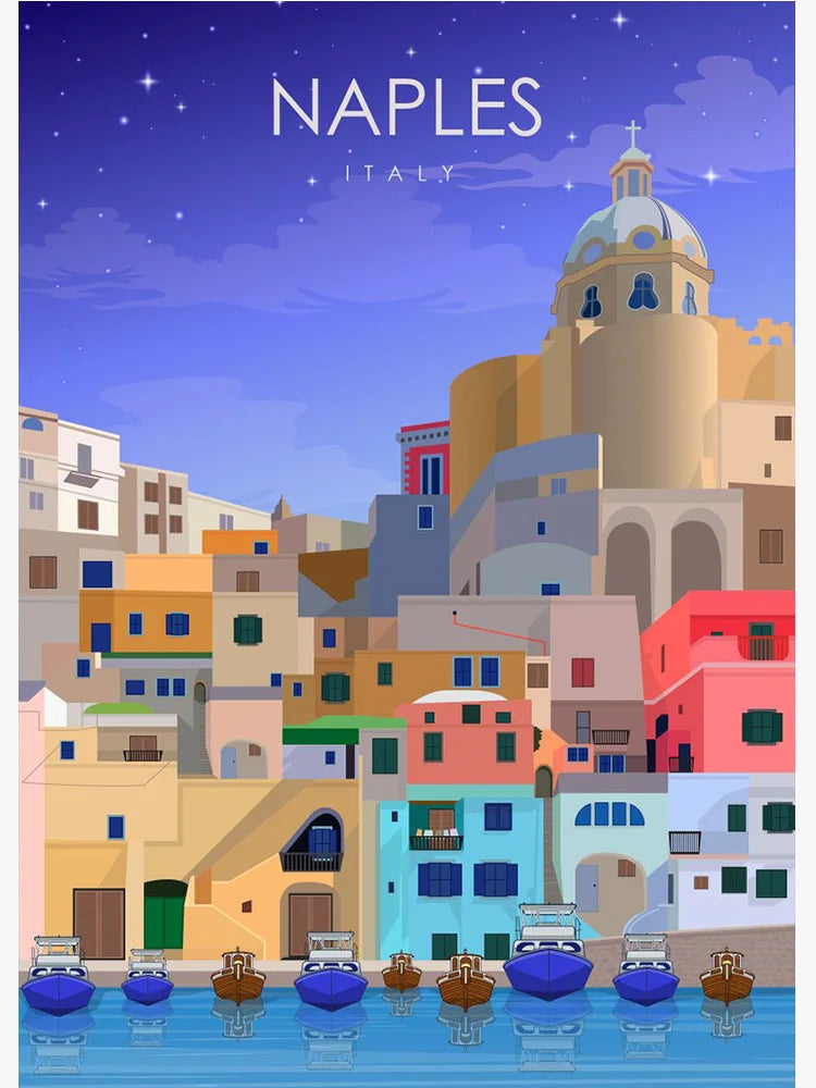 affiche de voyage art mural du Caire Naples et Madère décoratif
