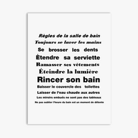 Minimalist bathroom rules wall art print