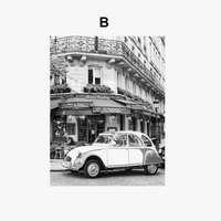 Vintage Paris cafe car poster nordic wall art
