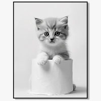 affiches d'art noir et blanc avec animaux mignons décorations murales