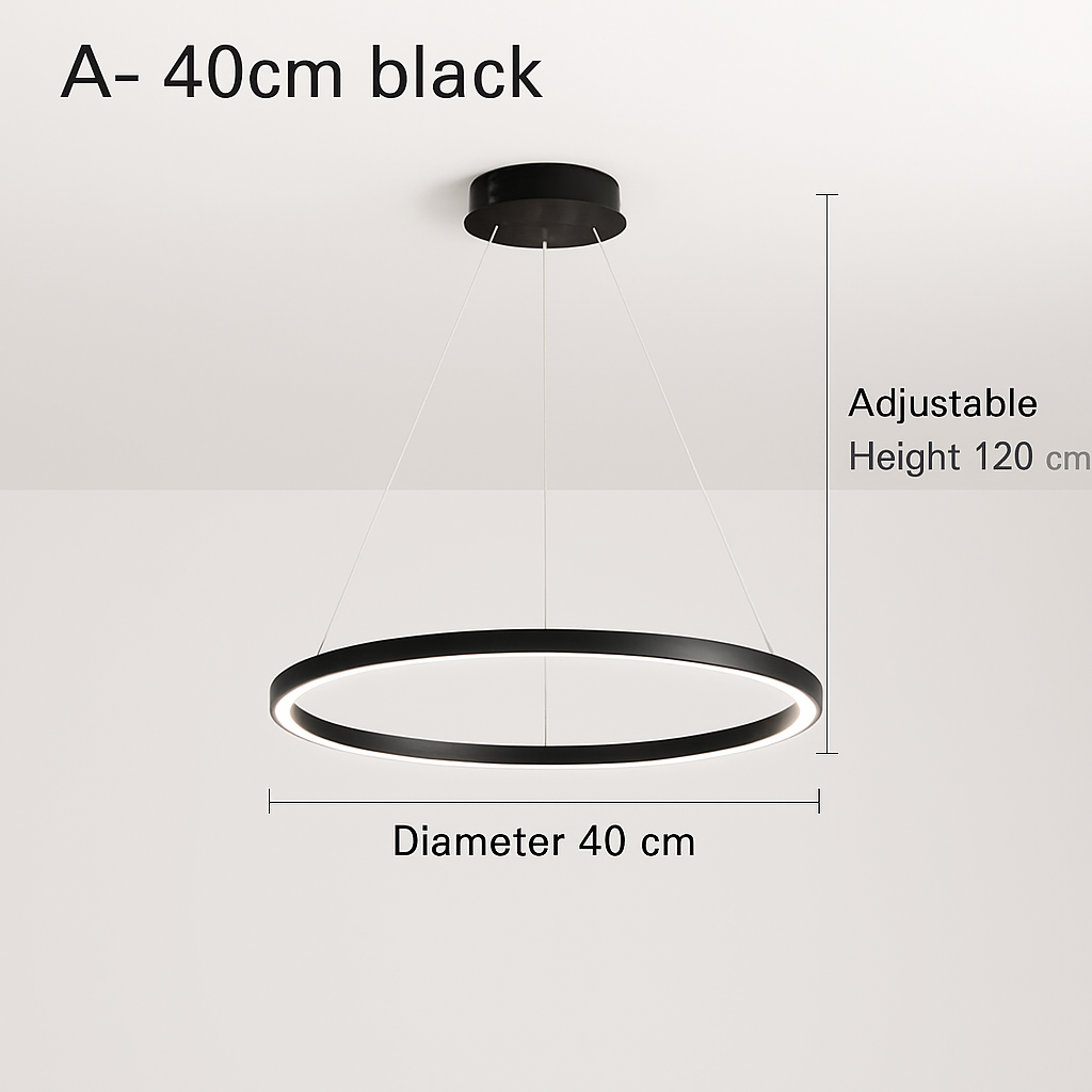 LED ring light hanging fixture minimalist decor