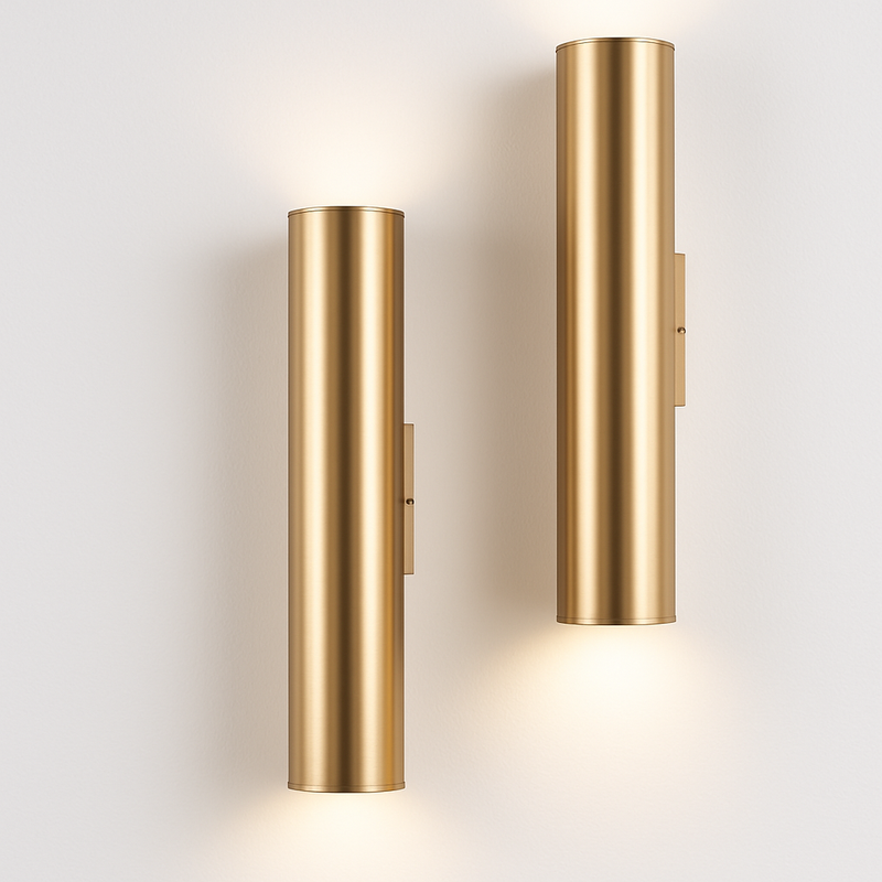 Applique design tube cylindrique doré à LED