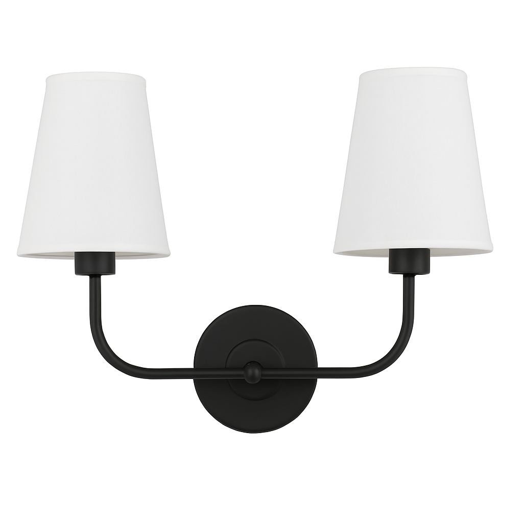applique double vintage avec entonnoir évasé et abat-jour en lin - vue 4 sur 8