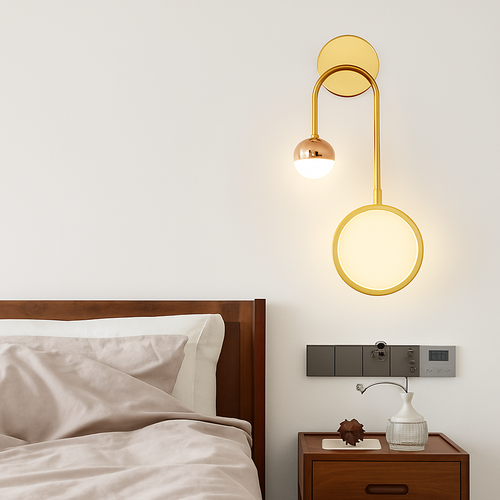 applique led ronde tête lit salon créatif nordique murale - vue 2 sur 12