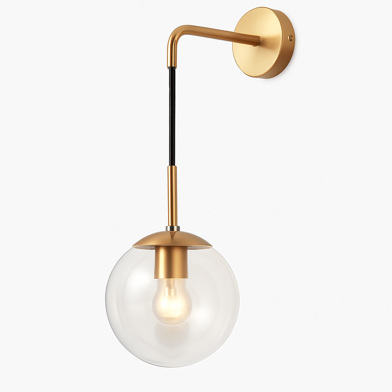 Applique murale avec boule de verre suspendue